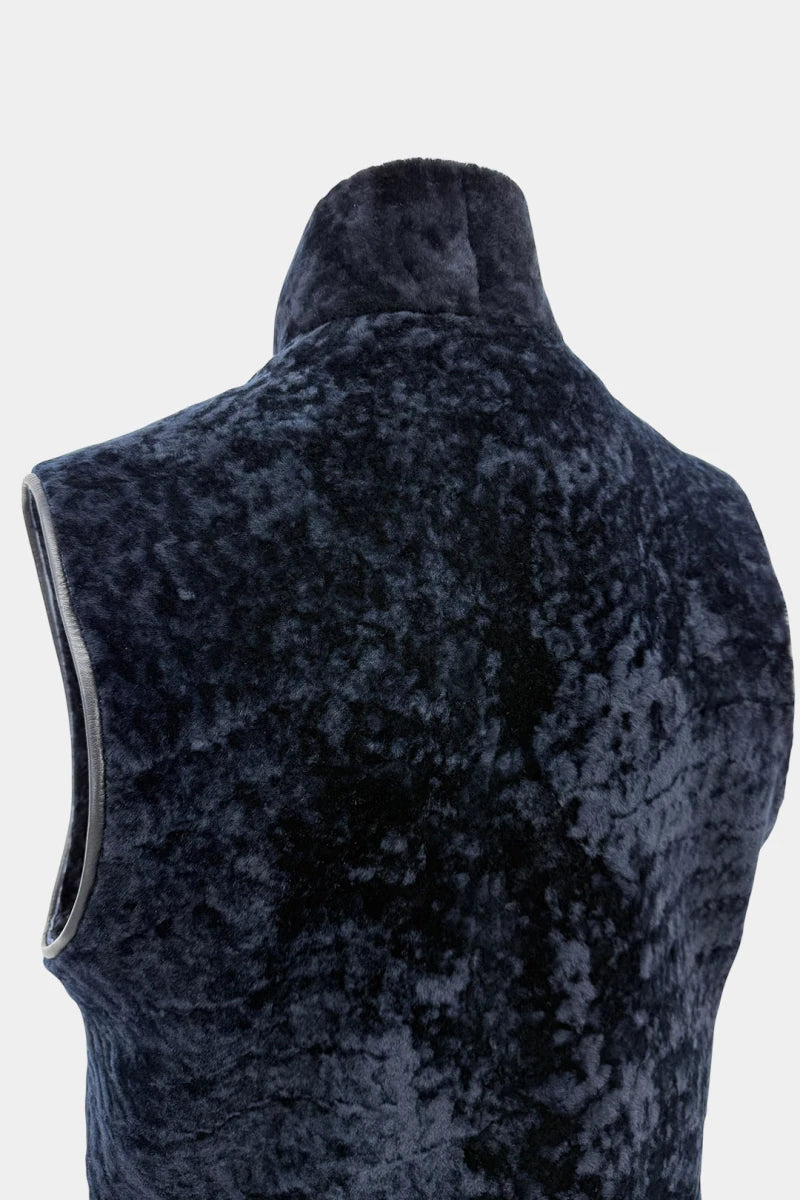 Le Rivage - Navy Blue Shearling Vest - view 3