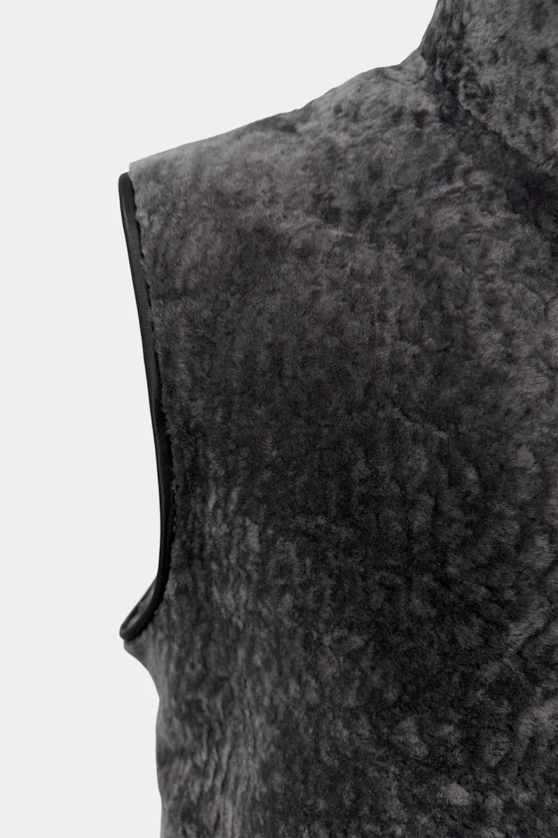 The Rivage - Gray Shearling Vest - view 5