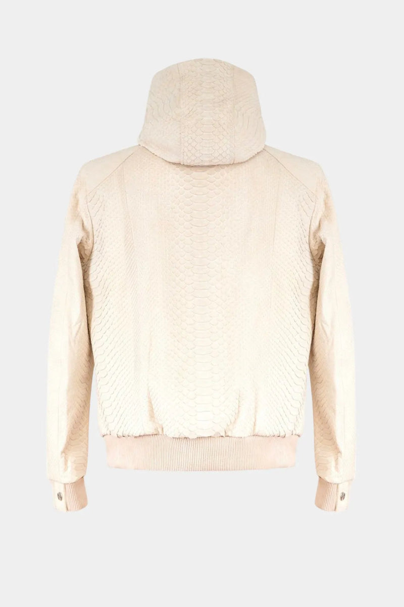 Le Sahélien - Sweat à Capuche Zippé en Cuir de Python Beige - Galbert Paris