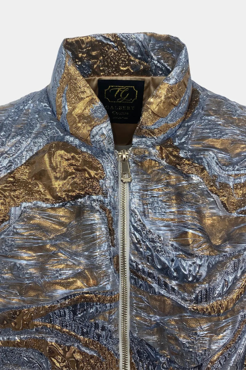 The Titan - Mars Pattern Brocade Fabric Bomber Jacket - view 5