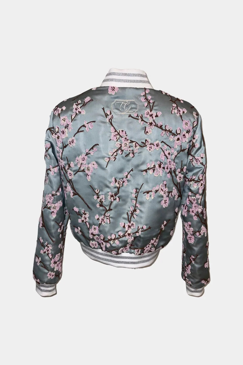 The Eden - Hand-Embroidered Floral Jacquard Bomber Jacket - view 2