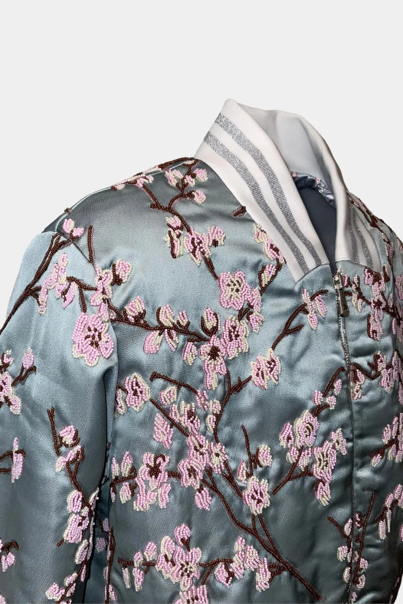 The Eden - Hand-Embroidered Floral Jacquard Bomber Jacket - view 4