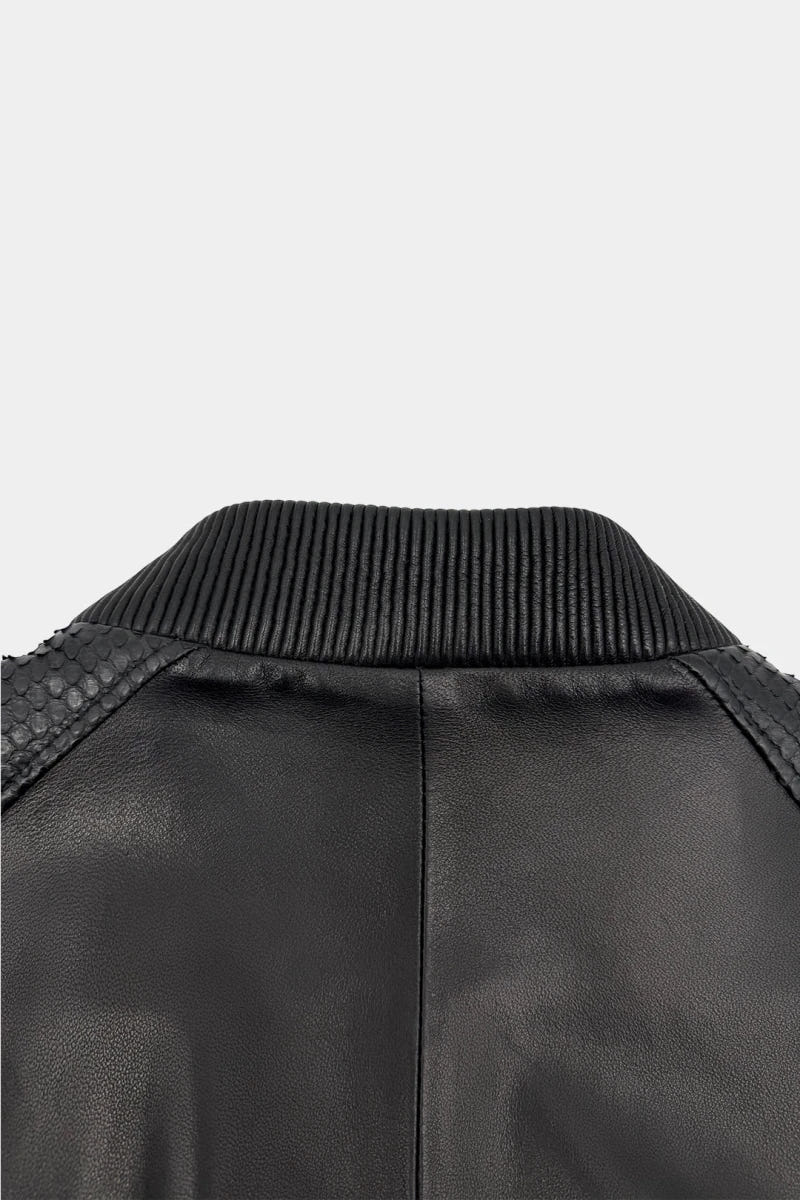 The Funambule, Bomberjacke aus schwarzem Python und Lammleder - Ansicht 6