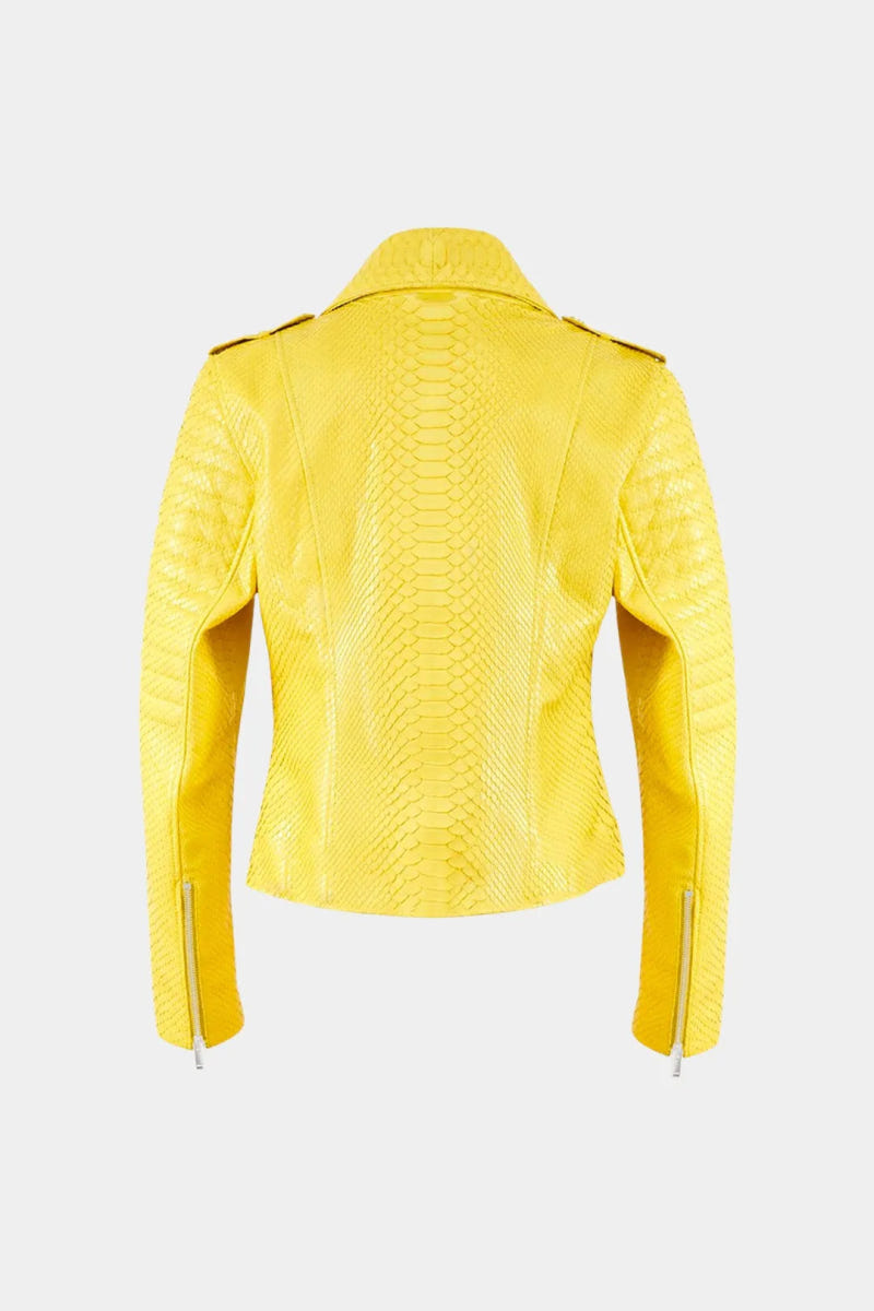 The Heliacal - Yellow Python Leather Perfecto Jacket - view 2