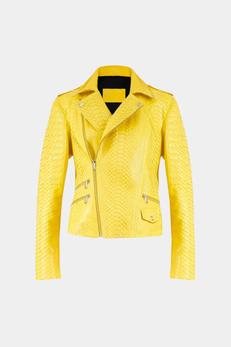 The Heliacal - Yellow Python Leather Perfecto Jacket