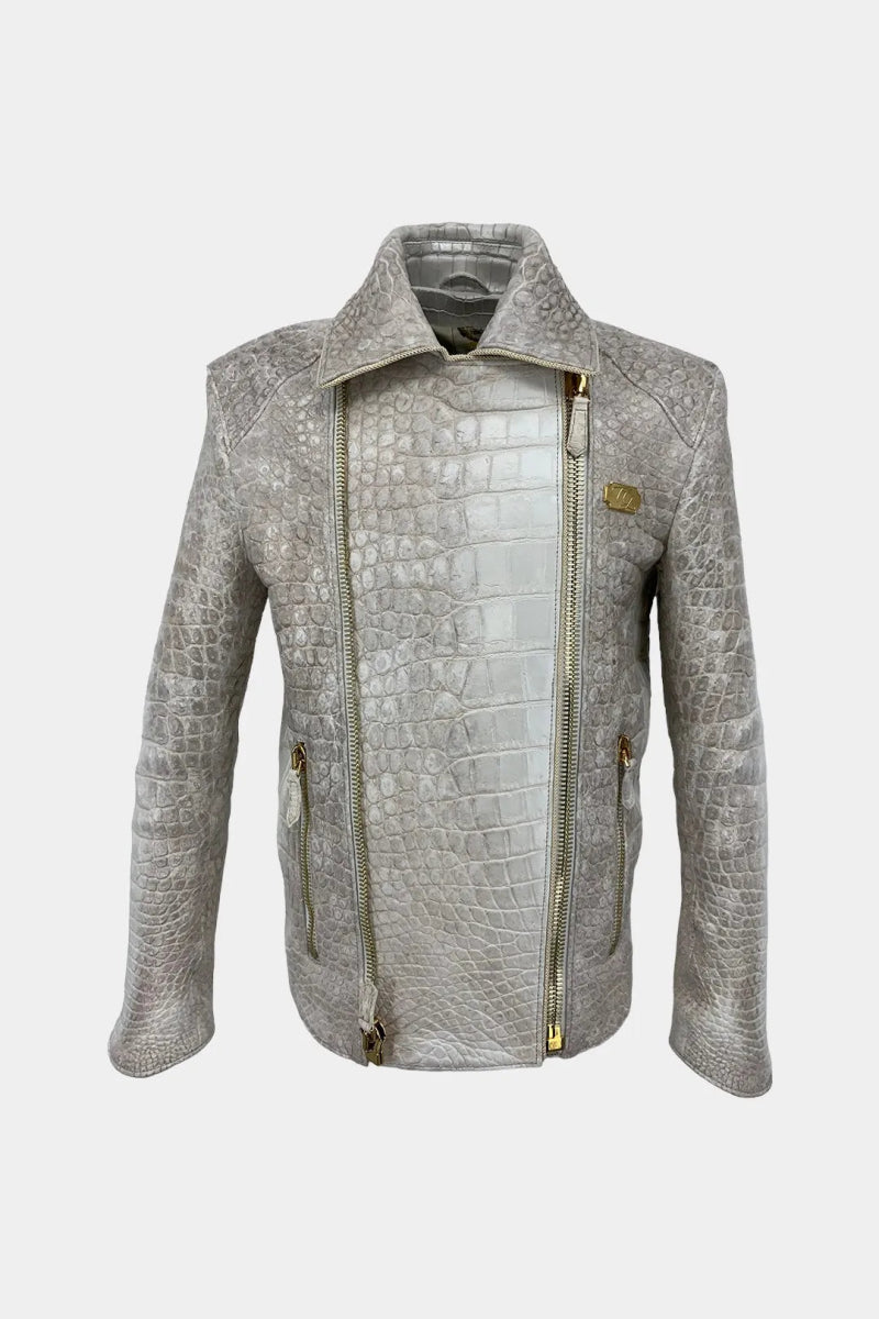 L'Impérial - Veste Perfecto en Cuir de Crocodile Himalaya - Galbert Paris