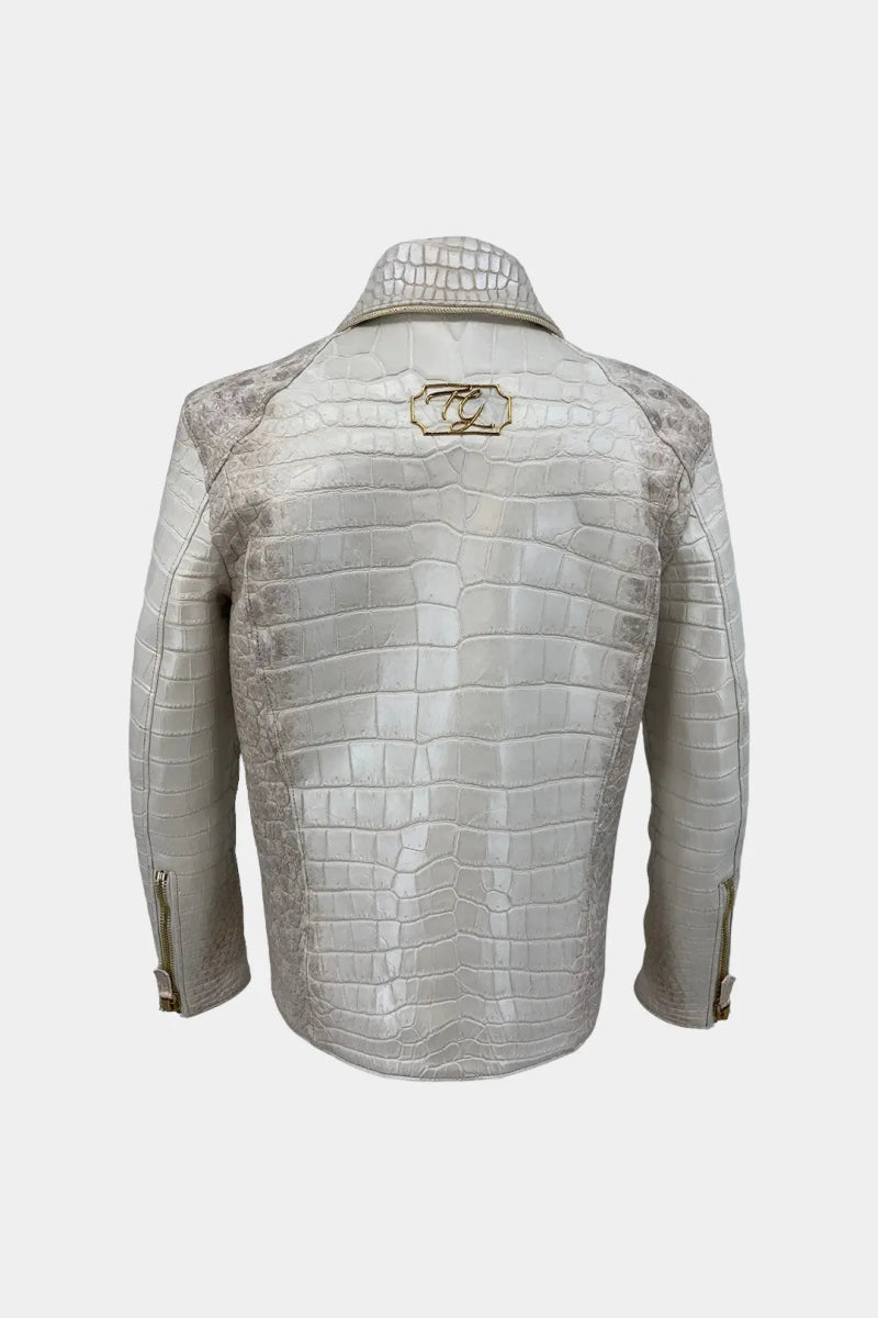 L'Impérial - Veste Perfecto en Cuir de Crocodile Himalaya - Galbert Paris