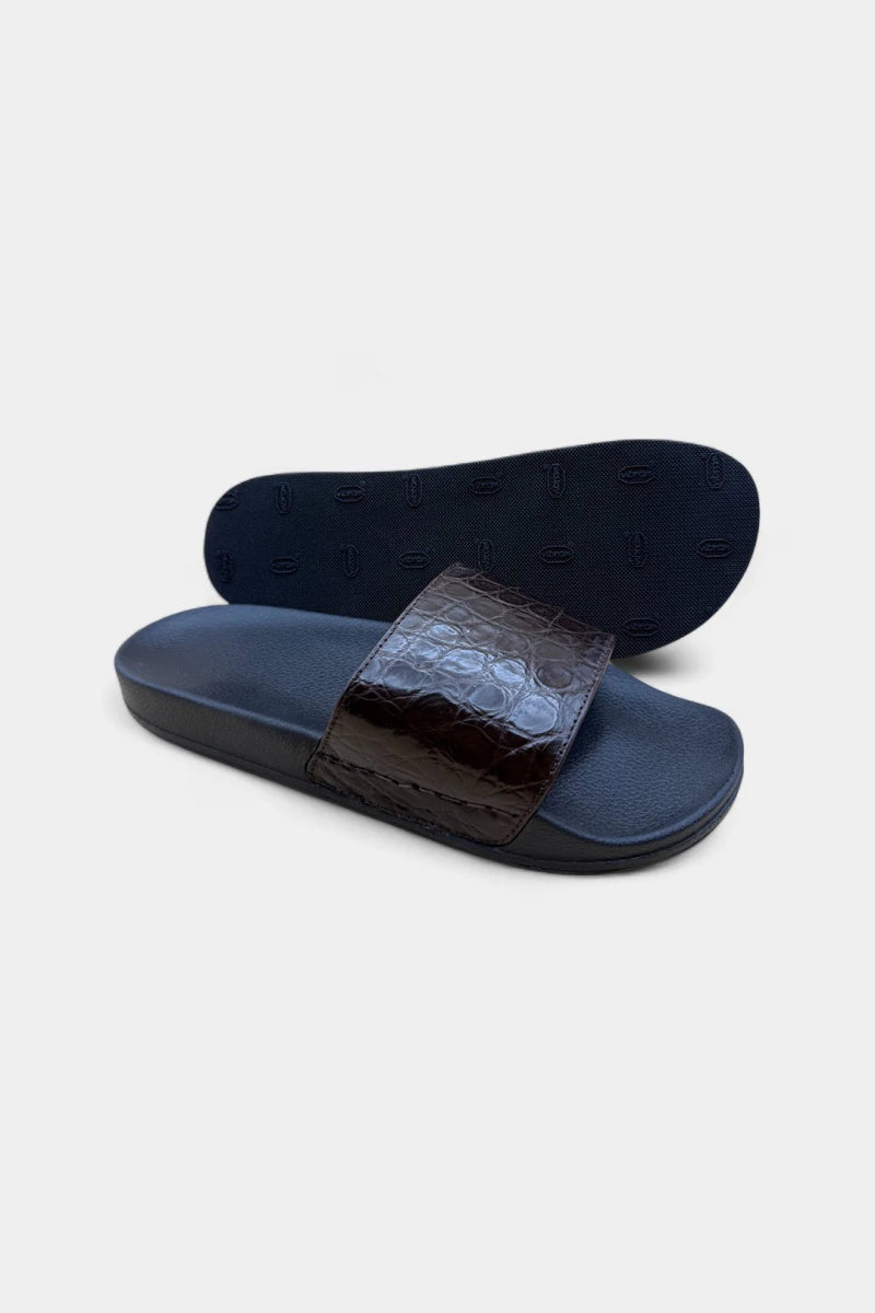 Sandales Crocodile Marron – Semelle VIBRAM, Luxe & Confort - Galbert Paris