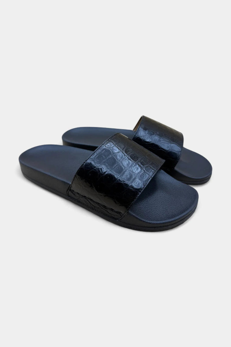 Sandalen aus schwarzem Krokodilleder - Ansicht 2