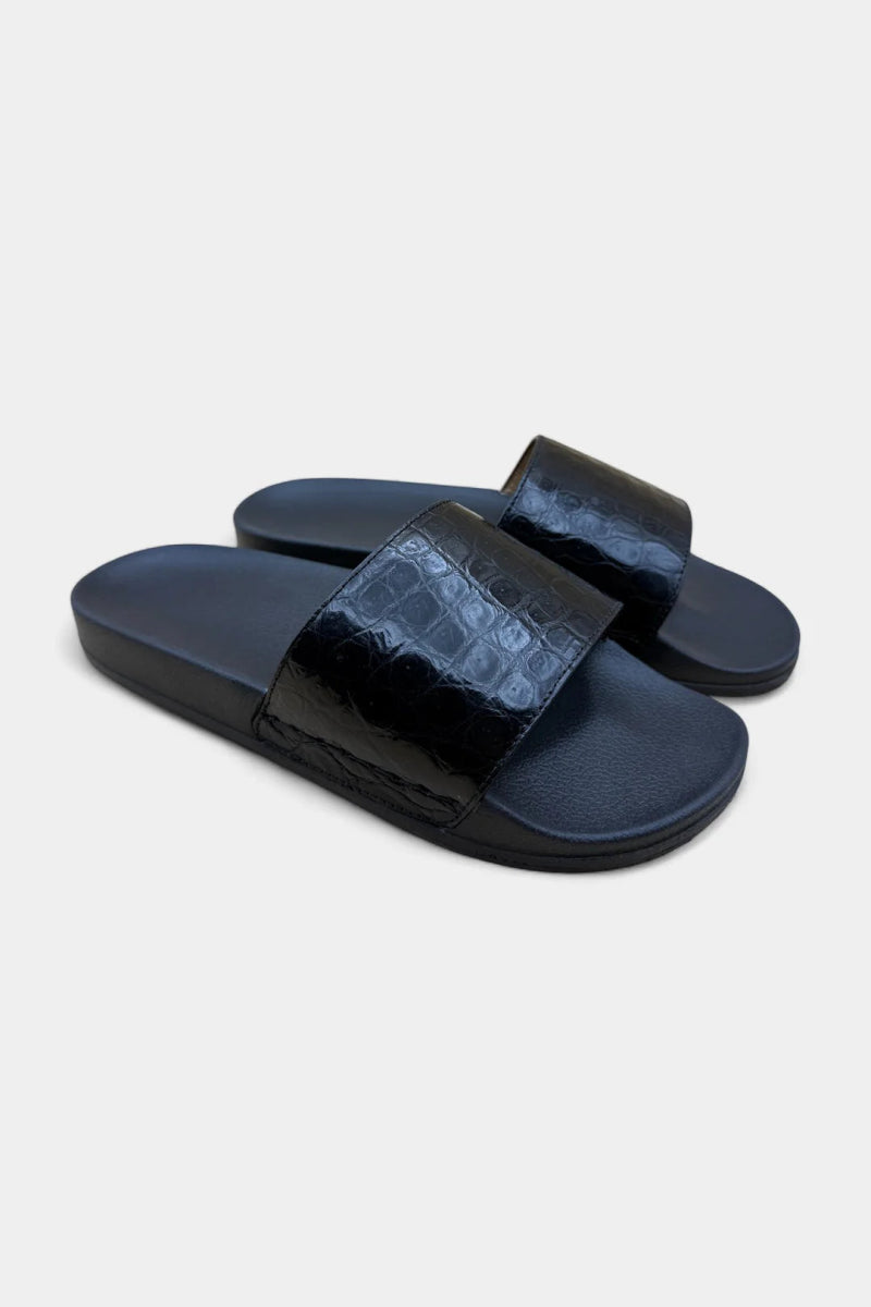 Sandales Crocodile Noir – Semelle VIBRAM, Luxe & Confort - Galbert Paris