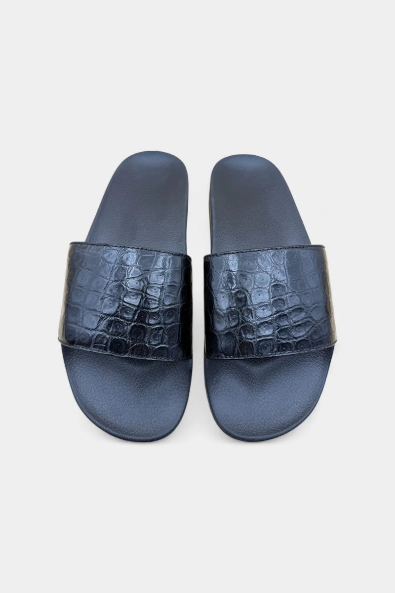 Sandales Crocodile Noir – Semelle VIBRAM, Luxe & Confort - Galbert Paris