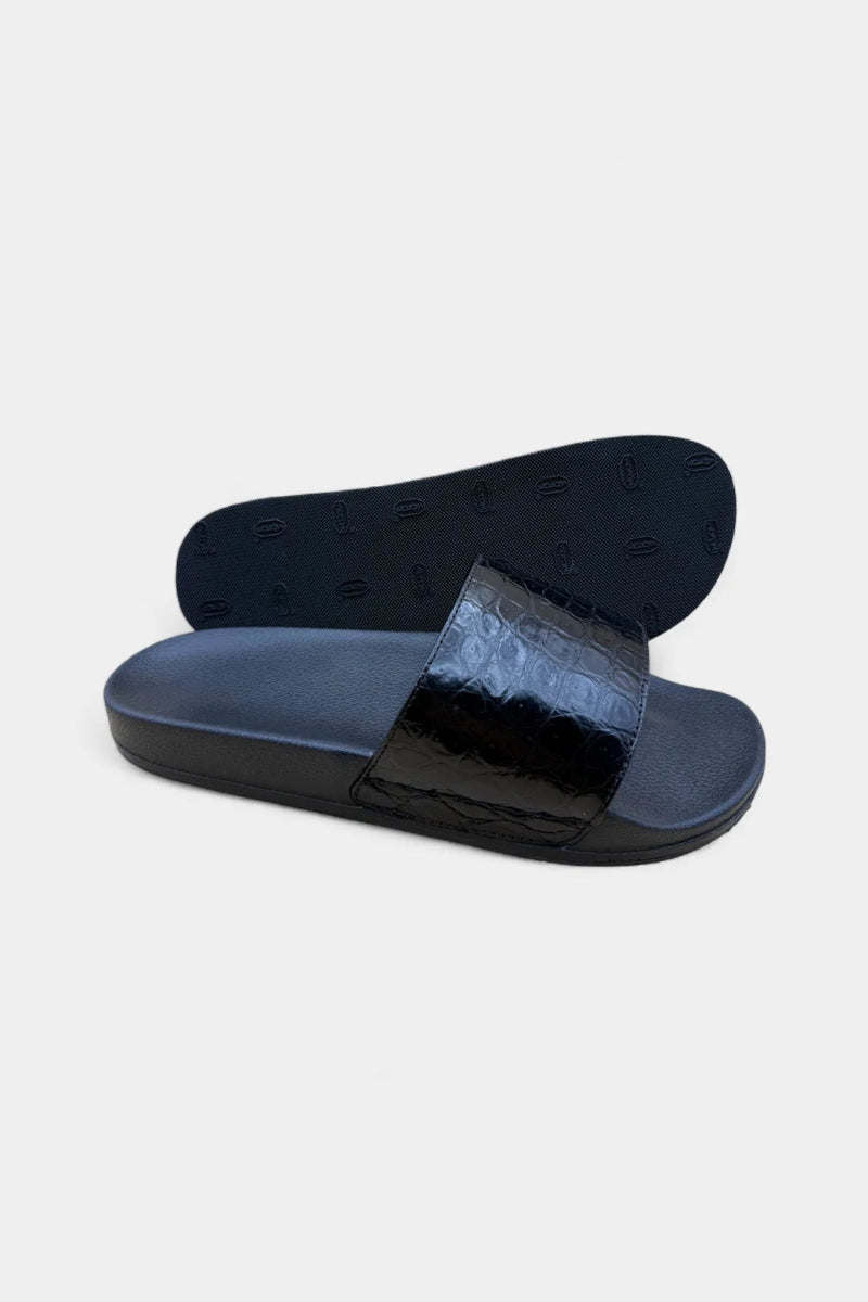 Sandales Crocodile Noir – Semelle VIBRAM, Luxe & Confort - Galbert Paris