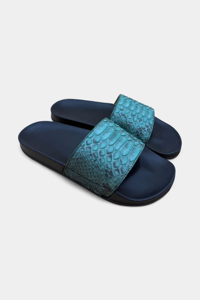 Sandales Python Bleu Tiffany – Semelle VIBRAM®, Luxe Rare - Galbert Paris