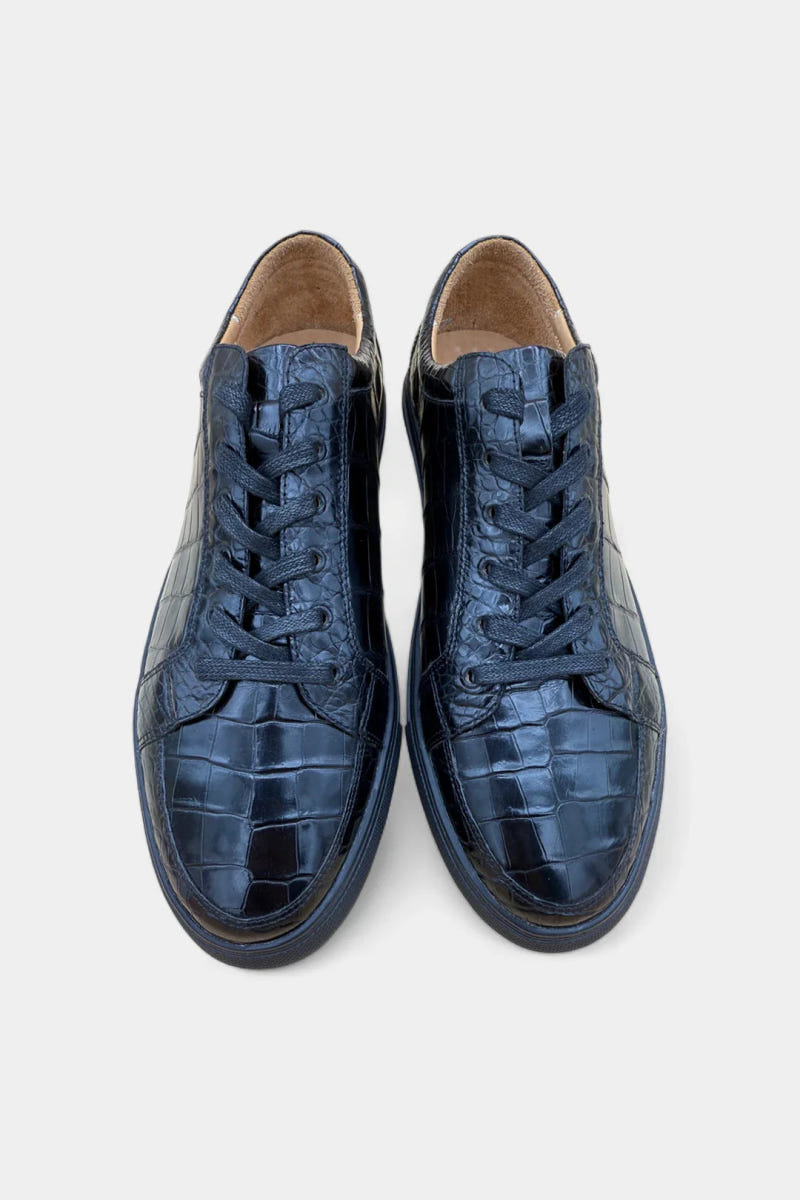 Black Crocodile Leather Sneakers - view 3