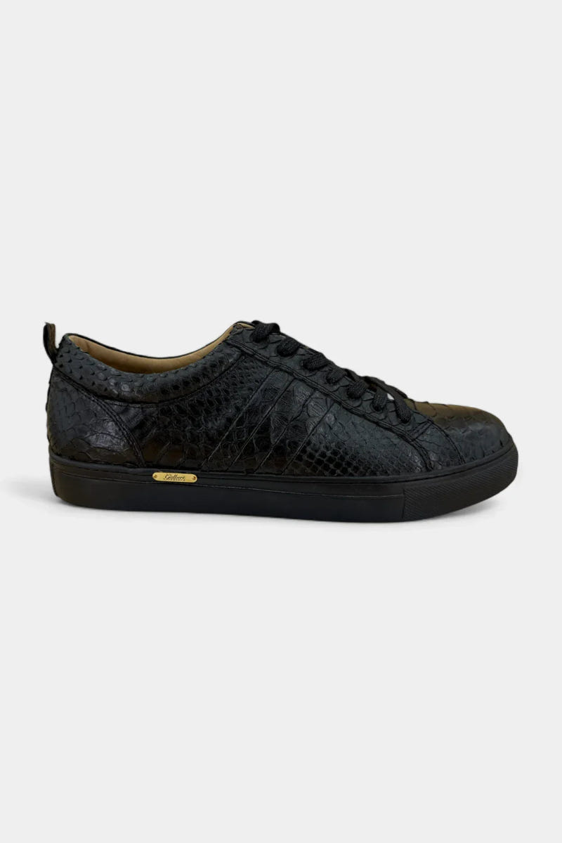 Black Python Leather Sneakers