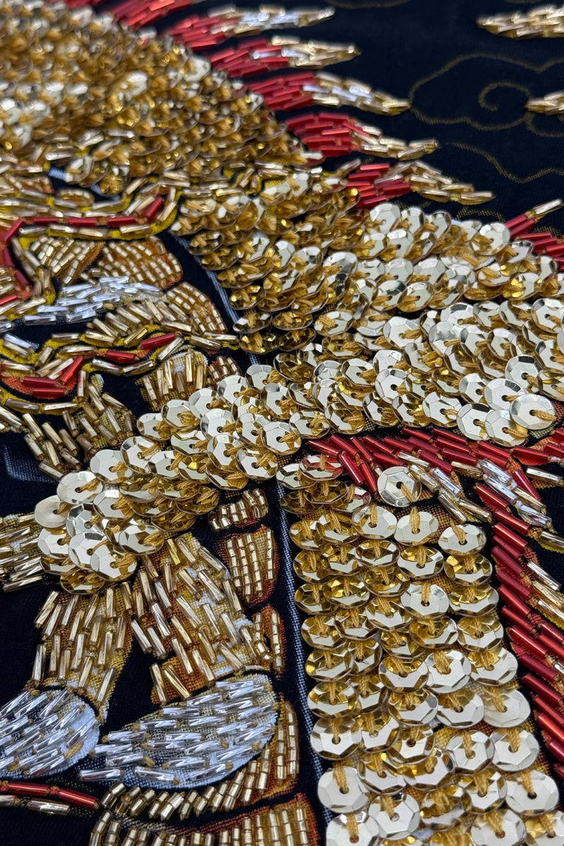 T-Shirt en Coton Premium Brodé Dragon Main - Galbert Paris