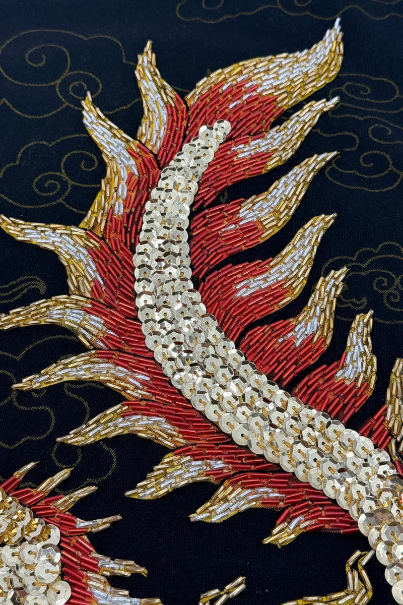 T-Shirt en Coton Premium Brodé Dragon Main - Galbert Paris