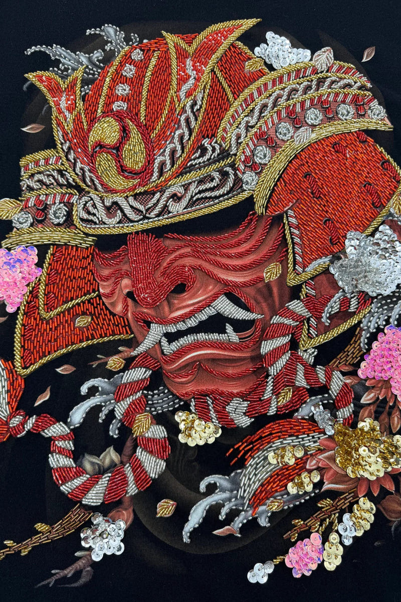 Camiseta de algodón con samurái bordado a mano - vista 3