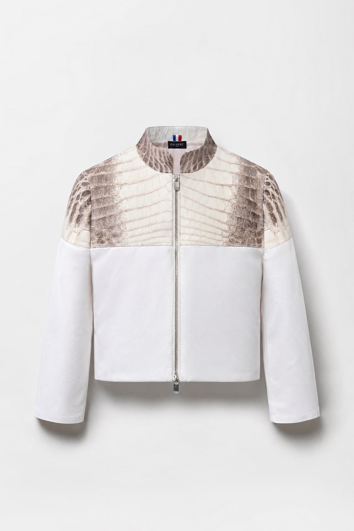 L'Horizon - Crop top en crocodile Himalaya et satin de soie