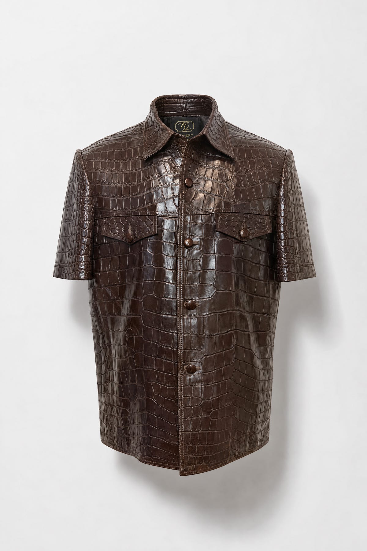 Le Manifeste - Chemise en crocodile marron