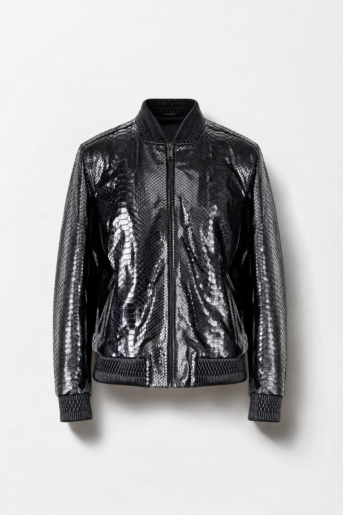 L'Onyx - Bomber en python noir brillant