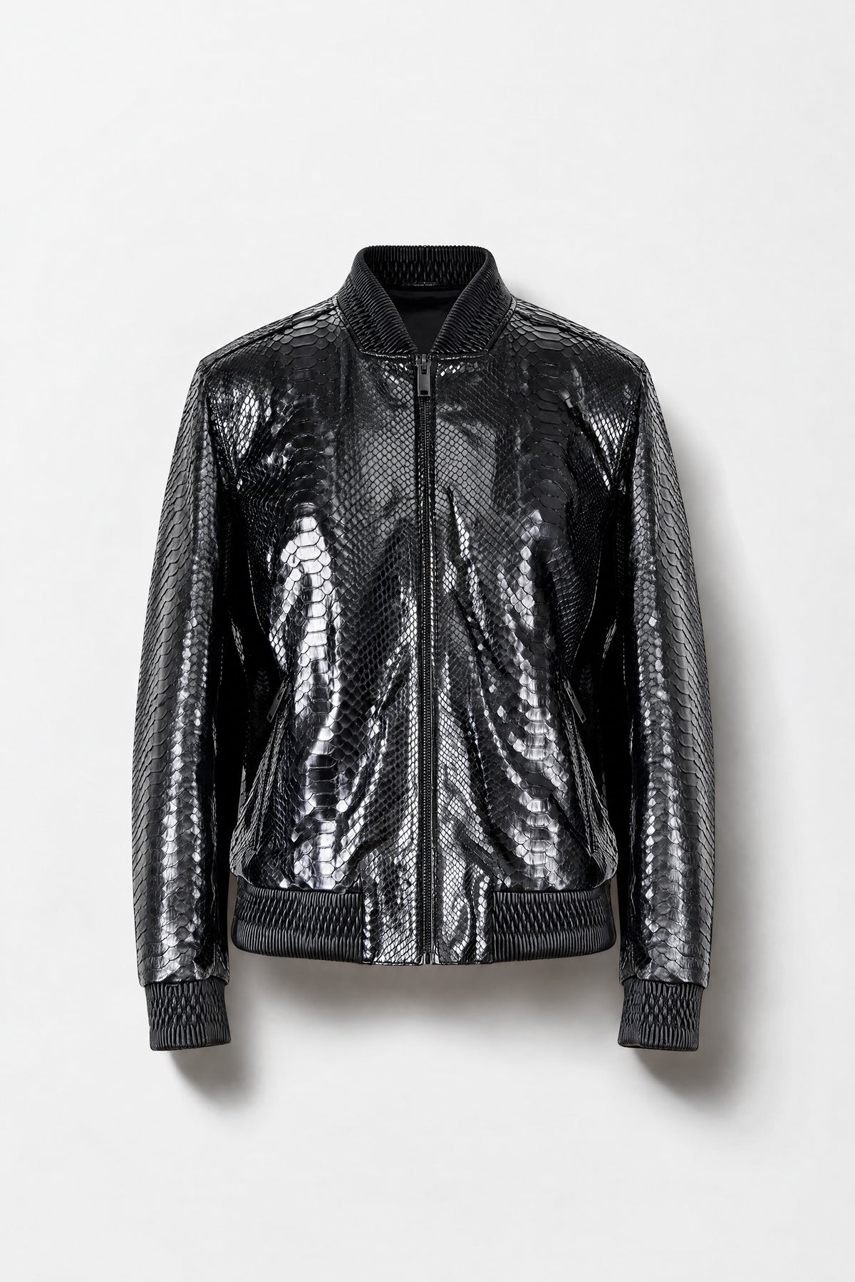 L'Onyx - Bomber en python noir brillant