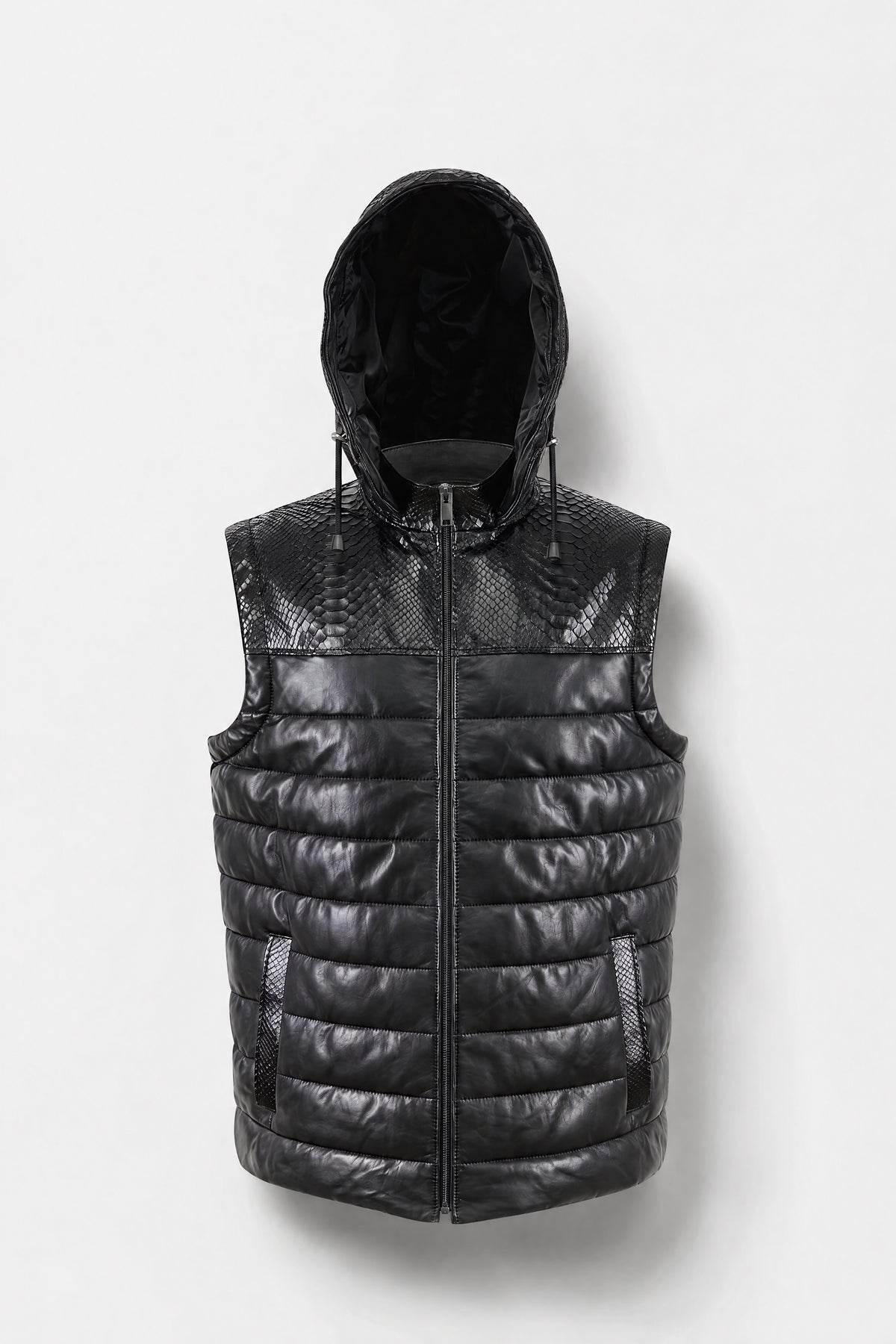 Le Plastron - Gilet sans manches en cuir matelassé et python - vue 2