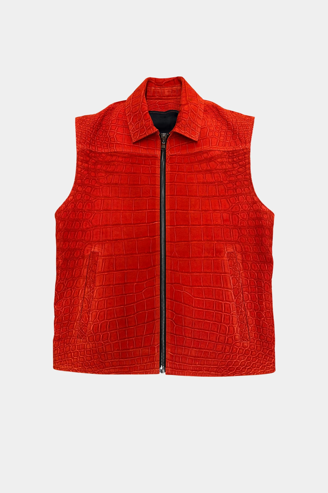 The Ember - Red Nubuck Crocodile Leather Vest