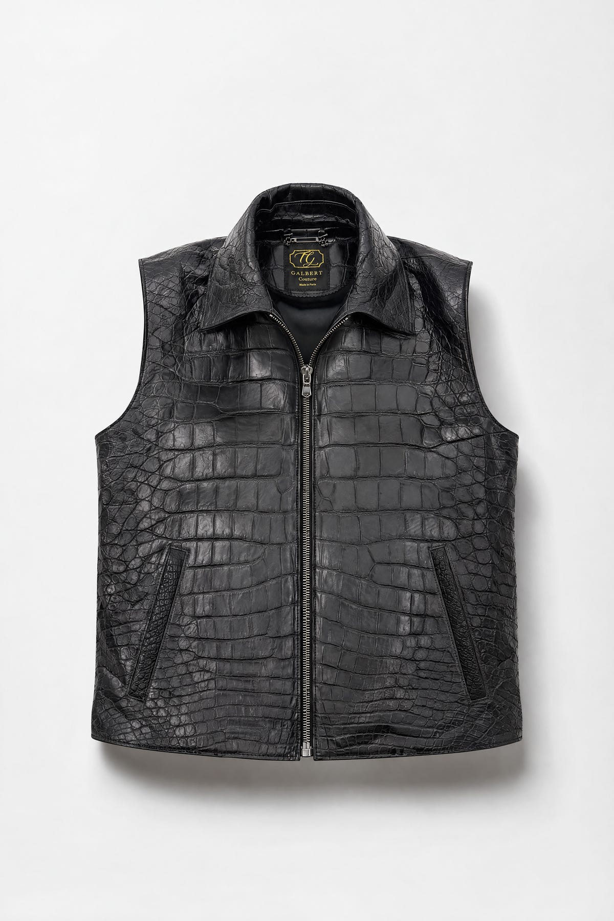 L'Ombre - Gilet en crocodile noir