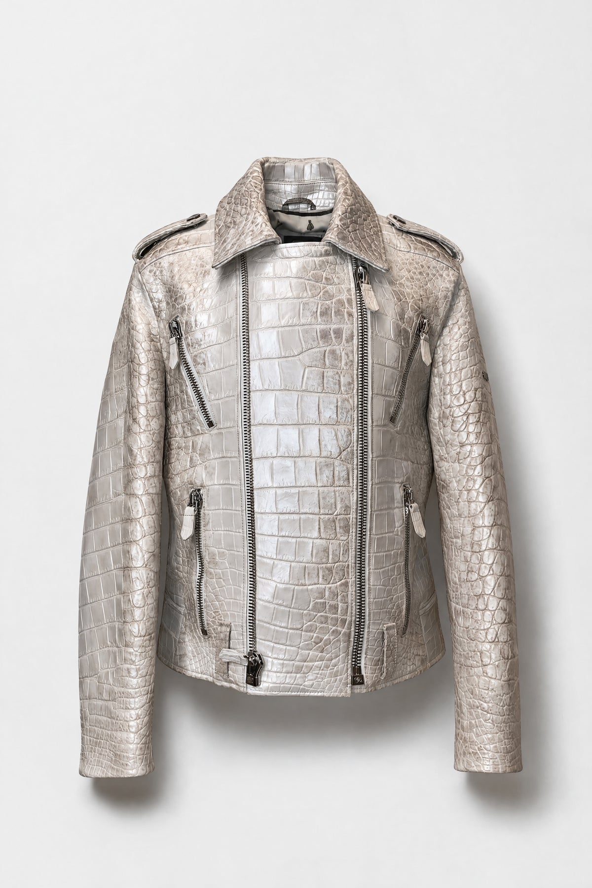 L'Apex - Perfecto Jacket in Pearly Himalayan Crocodile Leather