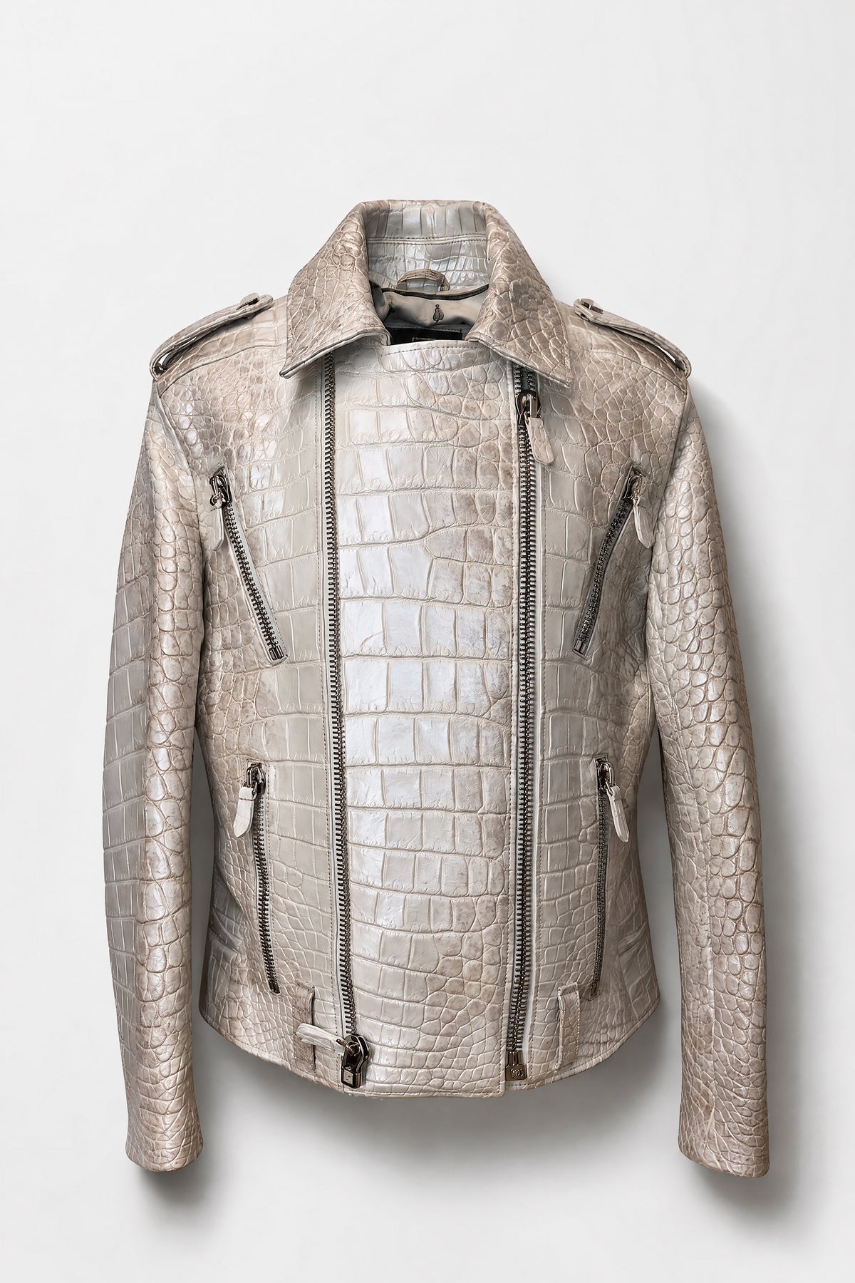 The Apex - Perfecto Jacket in Pearly Himalayan Crocodile Leather