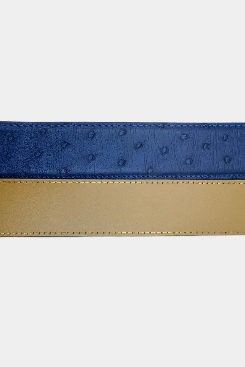 Ceinture en Cuir d'Autruche et Boucle Palladium Satiné - Galbert Paris