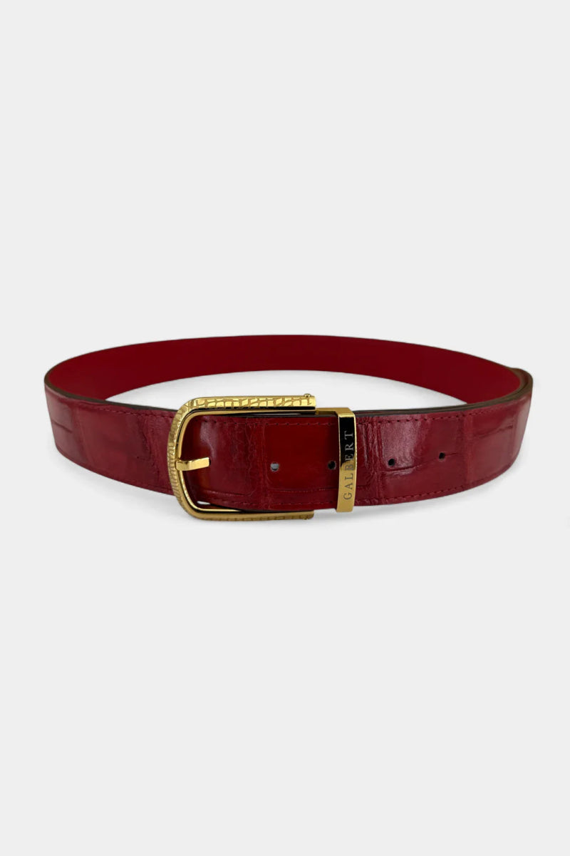 Ceinture en Cuir de Crocodile et Boucle Or Galvanisé - Galbert Paris