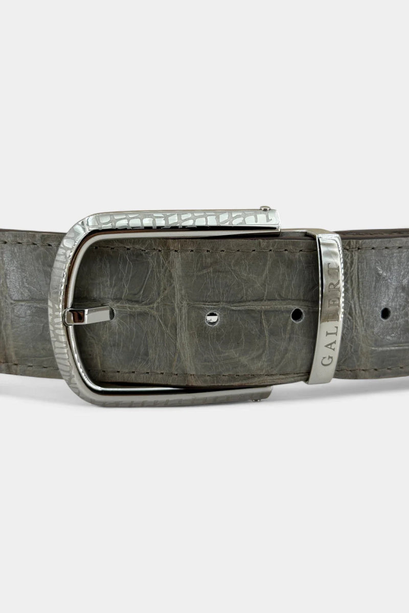 Ceinture en Cuir de Crocodile et Boucle Palladium Galvanisé - Galbert Paris