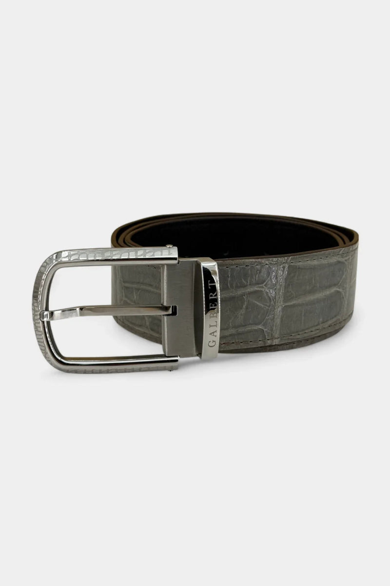 Ceinture en Cuir de Crocodile et Boucle Palladium Galvanisé - Galbert Paris