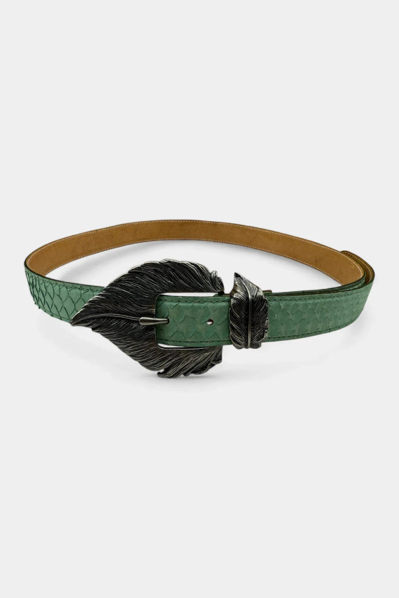 Gürtel aus blauem Pythonleder mit silberner Schnalle