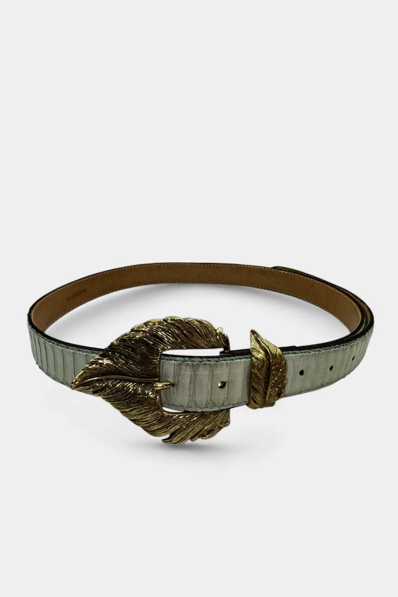 Ceinture en Cuir de Python et Boucle Or - Galbert Paris