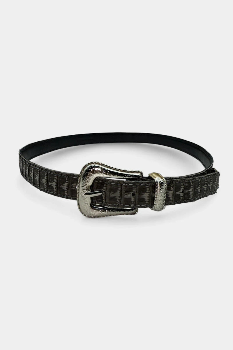 Ceinture en Cuir de Python Nubuck et Boucle Argent - Galbert Paris