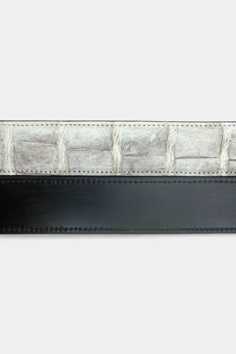 La Régence - Ceinture en Cuir de Crocodile Himalaya et Boucle Or Galvanisé - Galbert Paris