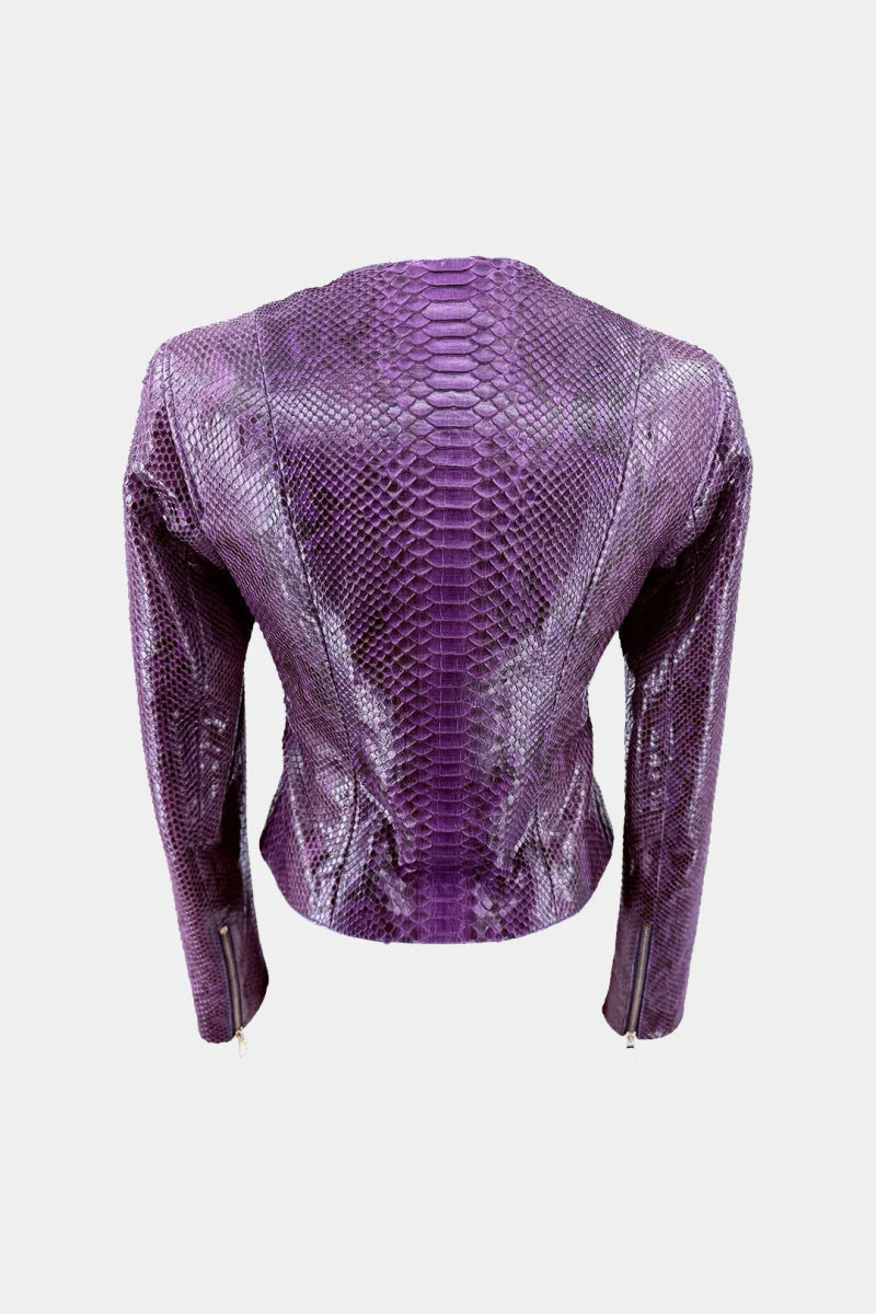 La Vespérale - Veste en Cuir de Python Violet - Galbert Paris