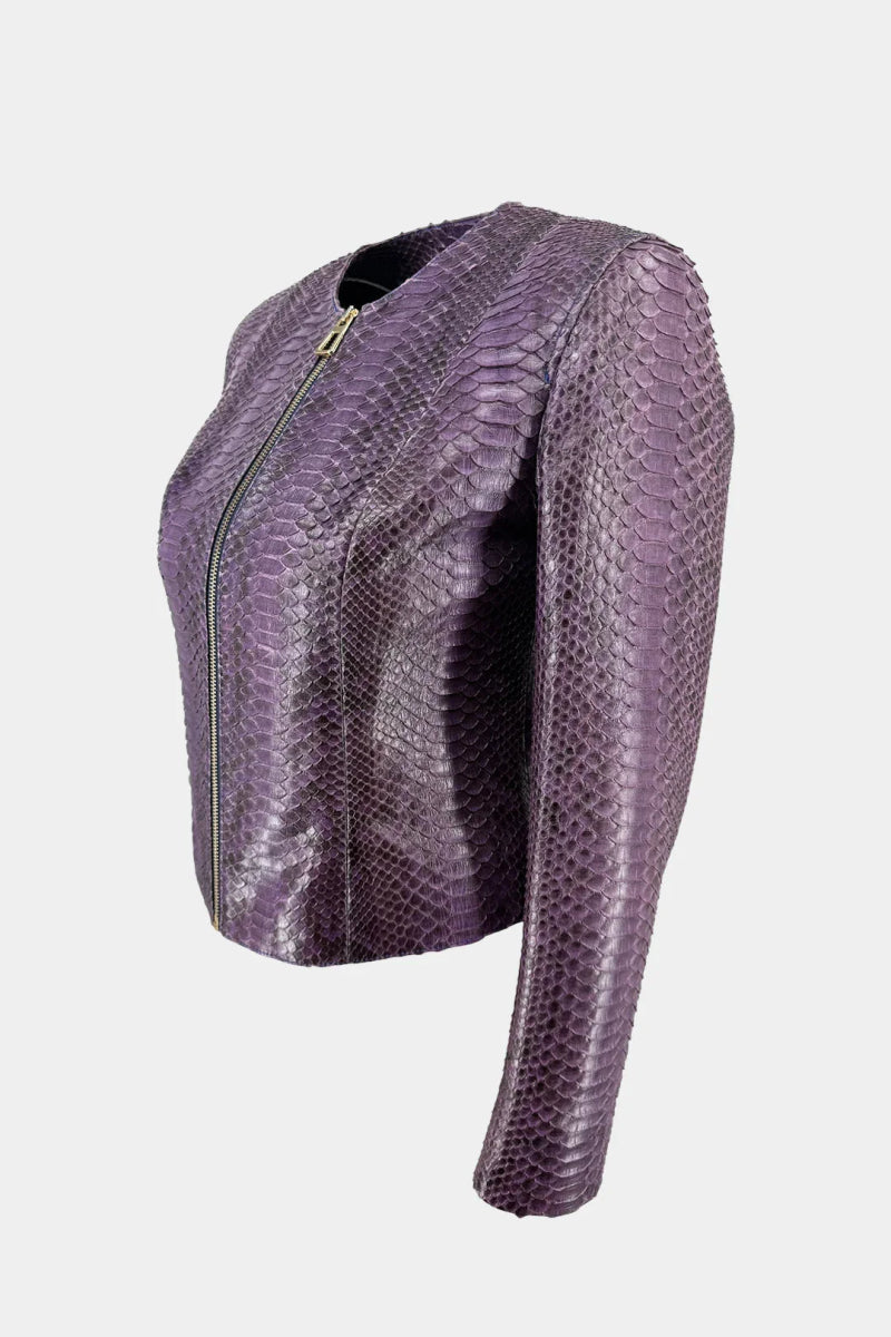 La Vespérale - Veste en Cuir de Python Violet - Galbert Paris