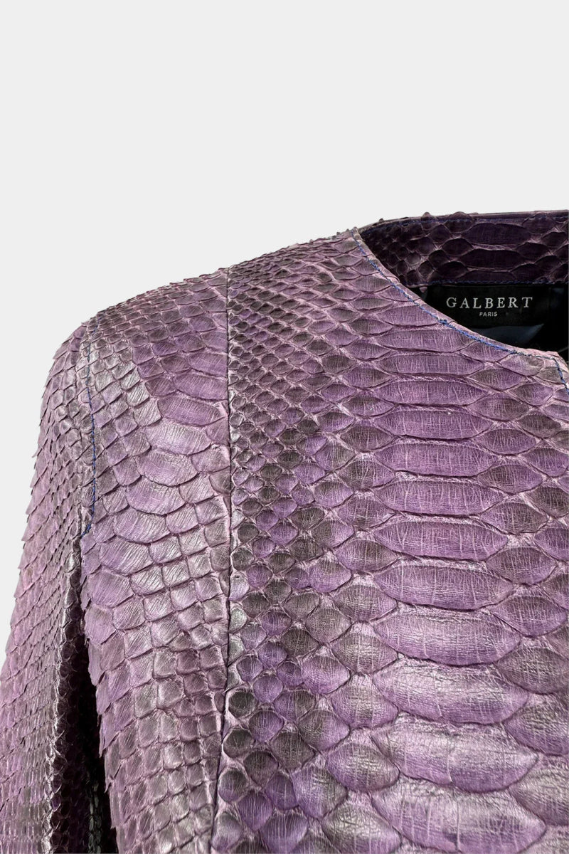 La Vespérale - Veste en Cuir de Python Violet - Galbert Paris