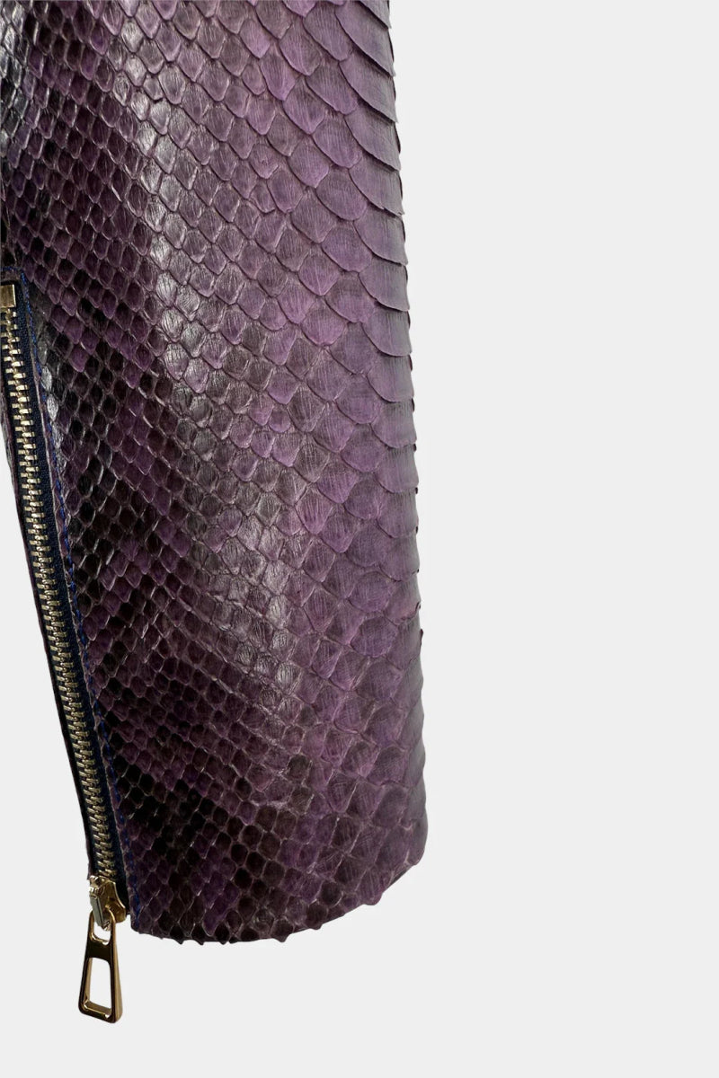 La Vespérale - Veste en Cuir de Python Violet - Galbert Paris