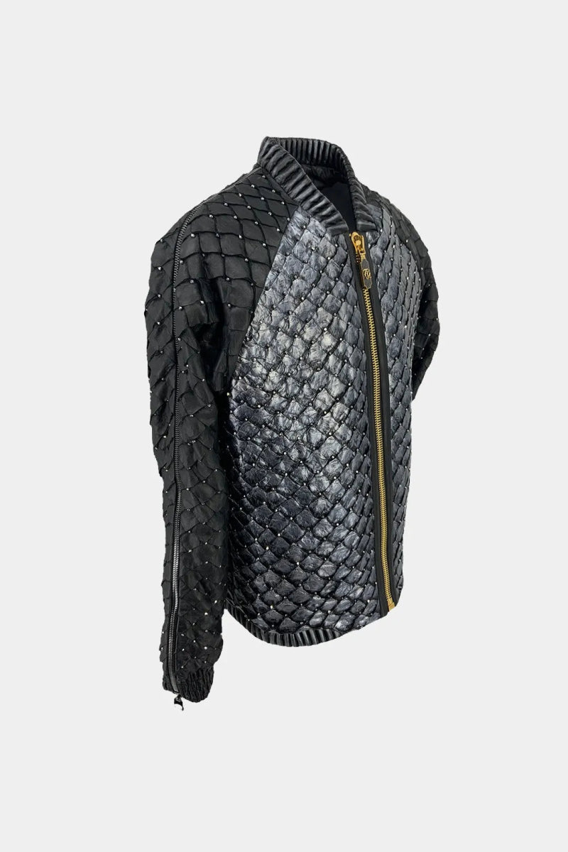 L'Amazonien - Bomber en Cuir de Pirarucu d'Amazonie - Galbert Paris