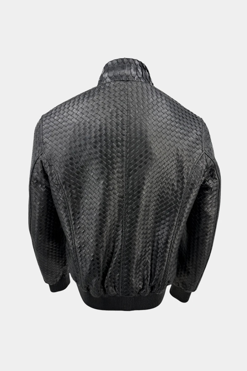 The Architect - Braided Leather Bomber Jacket - view 2