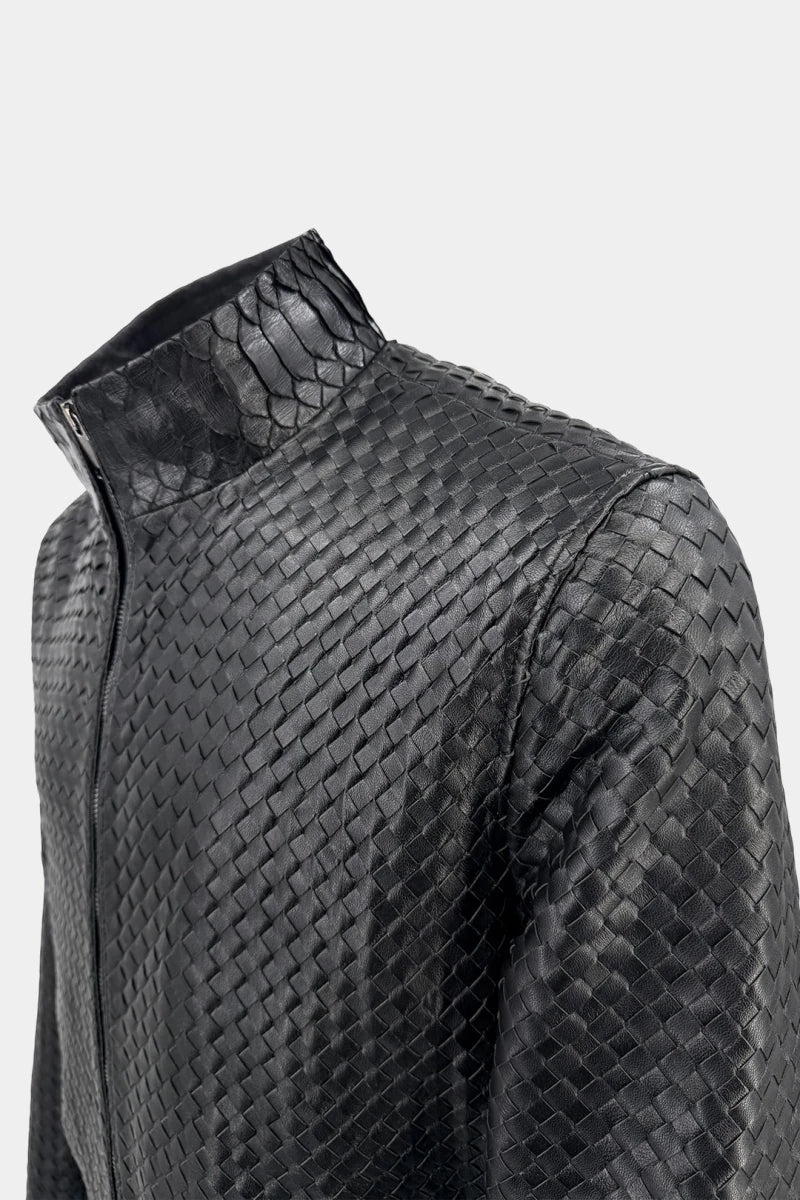 The Architect - Braided Leather Bomber Jacket - view 4