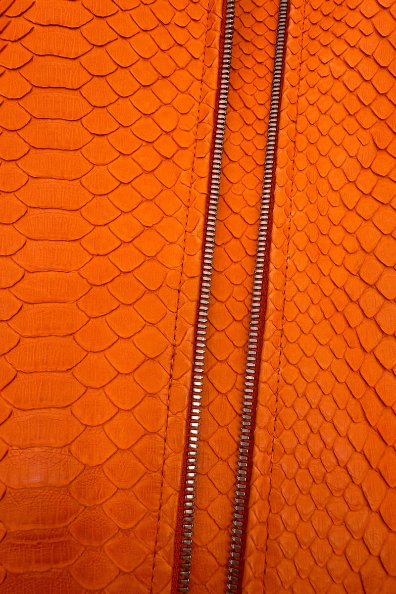L'Ardent - Orange Python Leather Perfecto Jacket - view 3