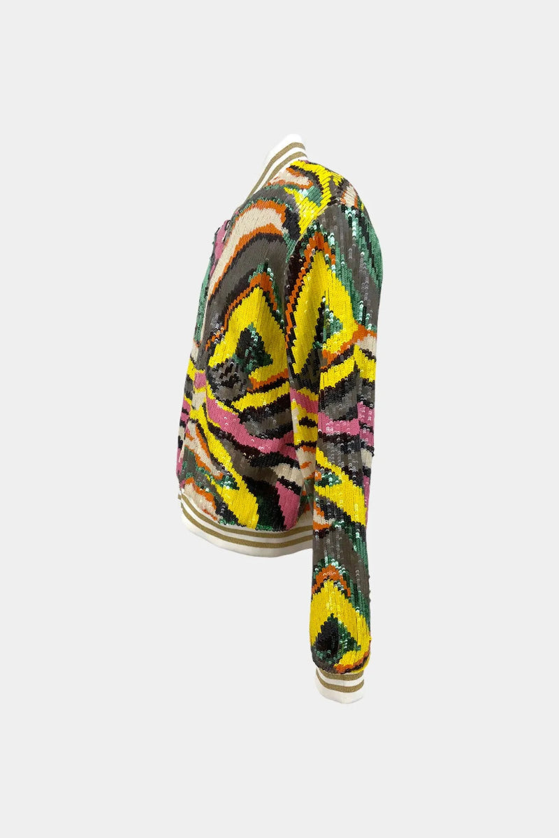 L'Arlequin - Bomber en Sequin Multicolore Brodés Main - Galbert Paris