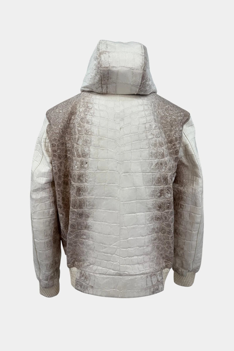 L'Aurore - Himalayan Crocodile Leather Hooded Jacket - view 2