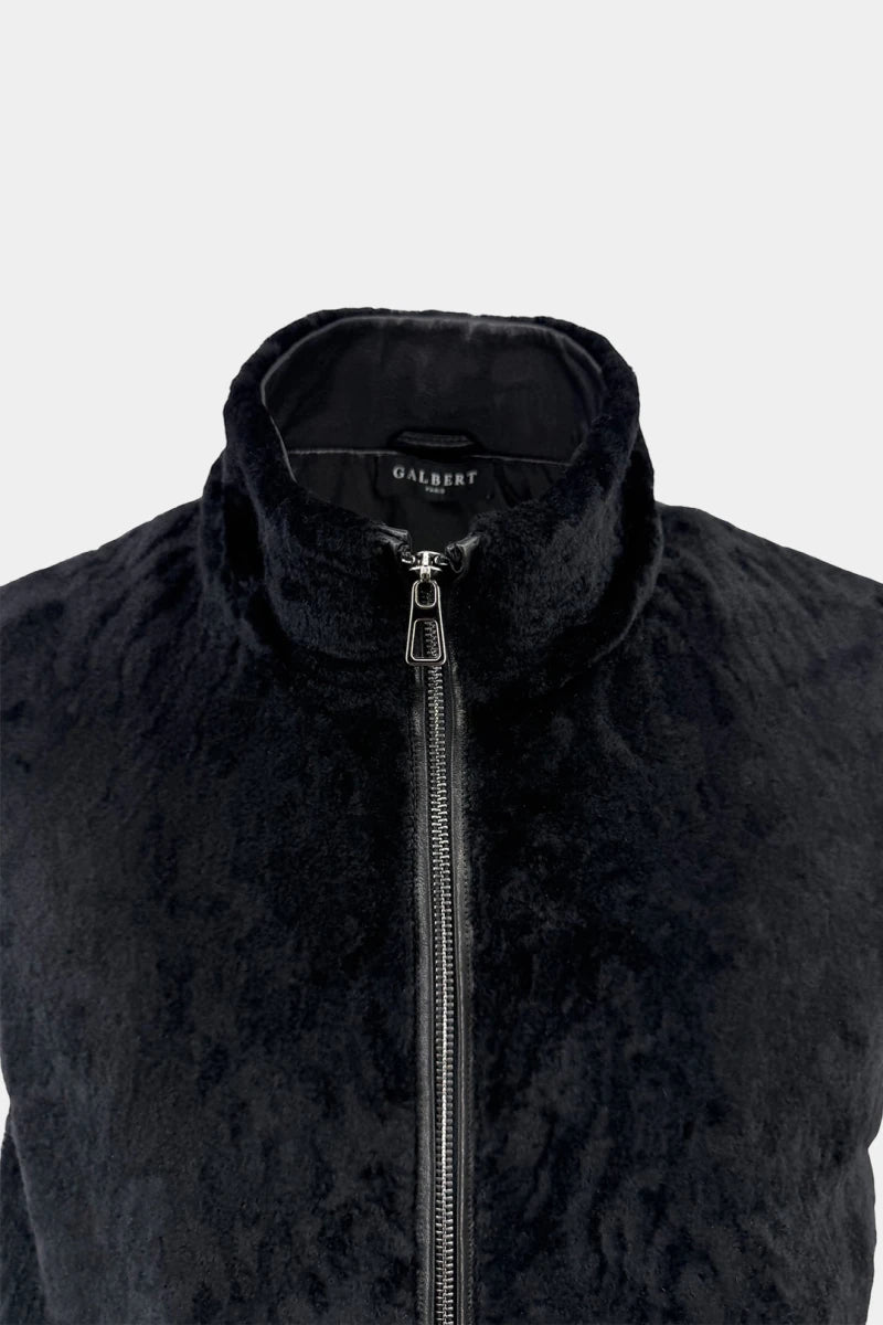 Le Boréal - Black Leather and Shearling Vest - view 4